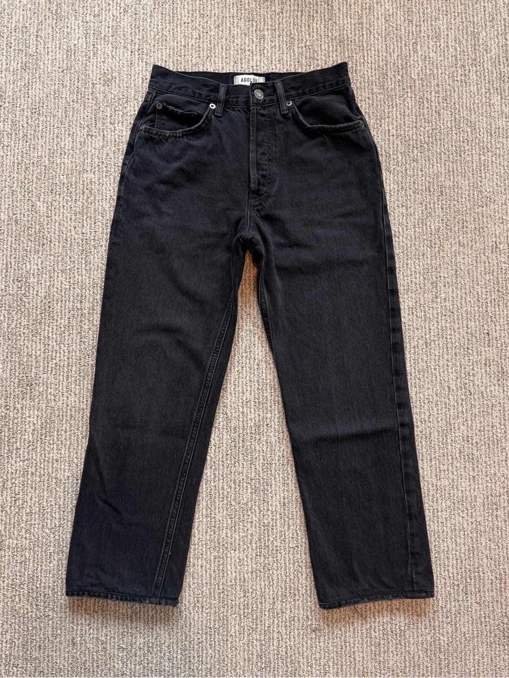 Agolde Lana Jean Mid Rise Straight Leg in Conduct size 24 Black Jeans